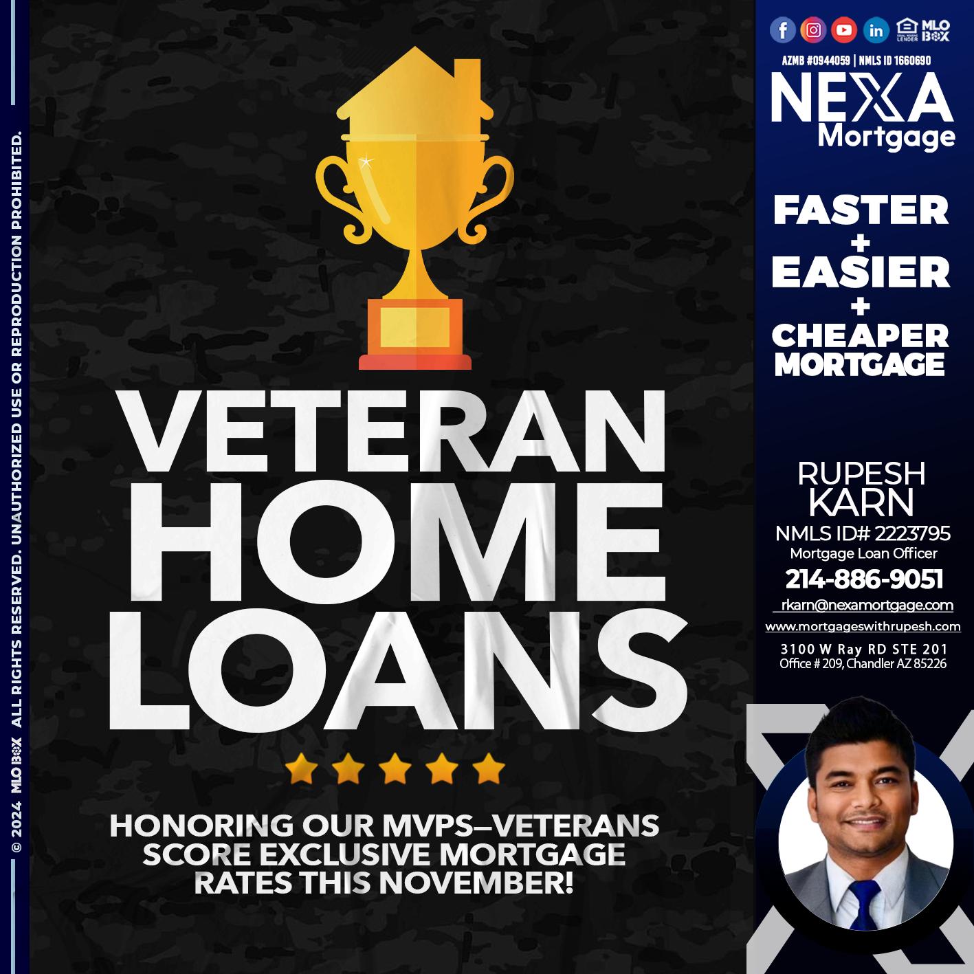 VETERANS HOME LOANS - Rupesh Karn -Mortgage Loan Officer