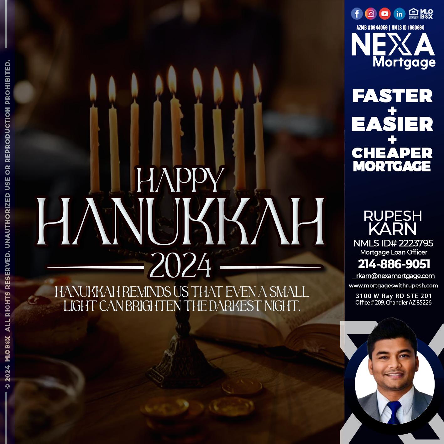 happy hanukkah - Rupesh Karn -Mortgage Loan Officer